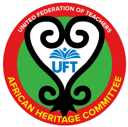 African Heritage Committee logo Logo with a red and green circle; text says United Federation of Teachers African Heritage Committee