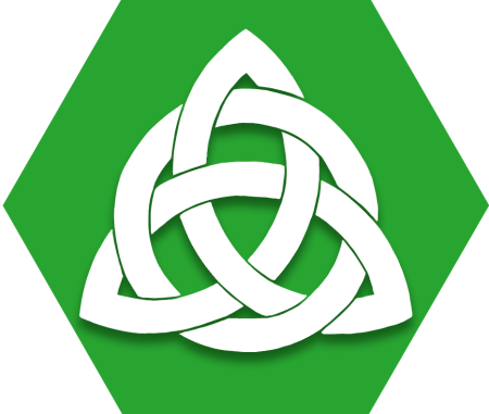 Hexagon with green background and Celtic knot symbol