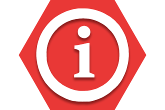 Red hexagon with lowercase i