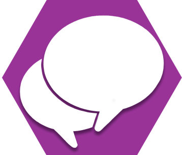 Contact the UFT Purple hexagon with speech bubbles